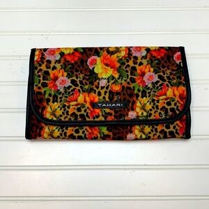 Tahari floral and animal print makeup bag